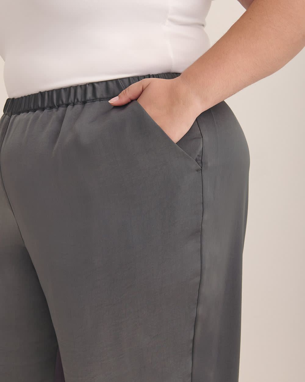 Penningtons Women's Wide Leg Pant – Satin, Pull-On, Slanted Pockets