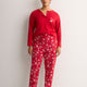 Red Snowflake Henley Tee and Straight Pant Pyjama Set - tiVOGLIO