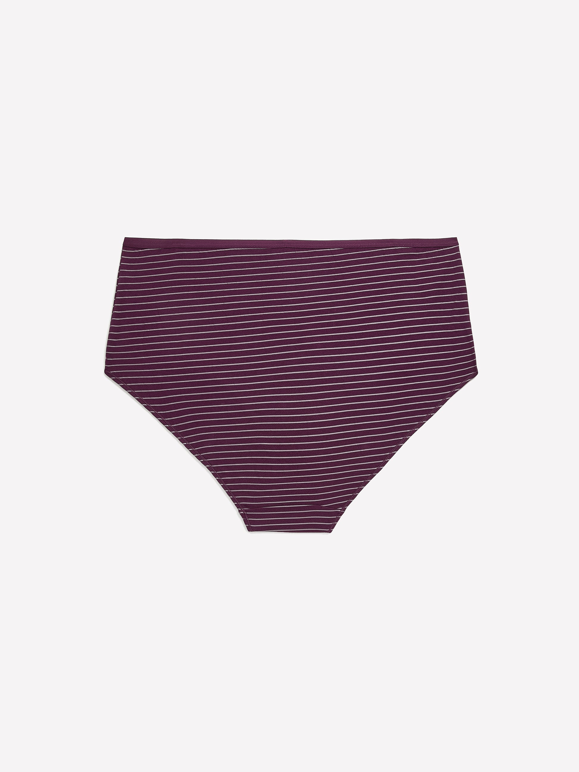 Plum Striped Cotton Full Brief - tiVOGLIO