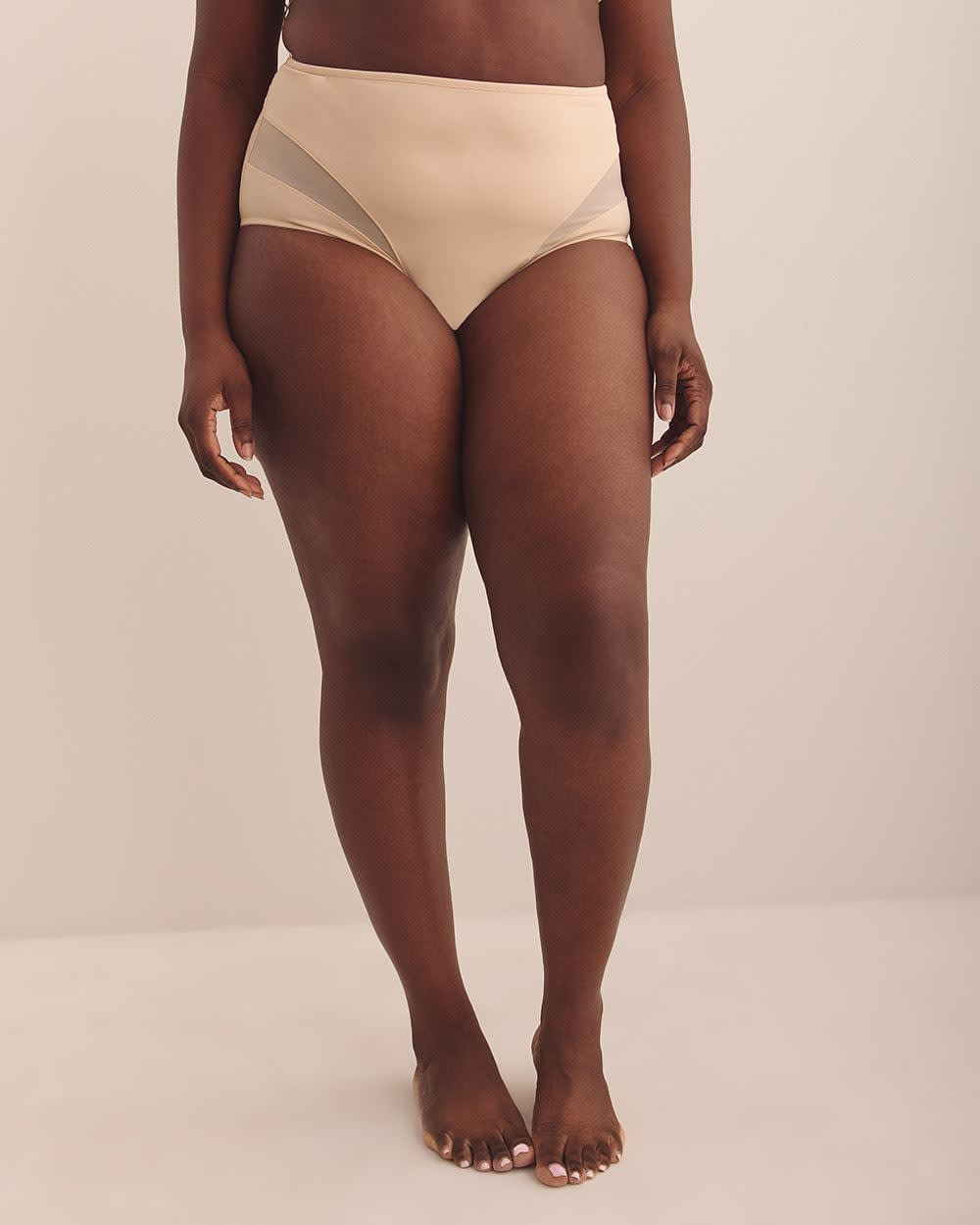 Culotte à maintien léger en microfibre avec insertions en mailles - Déesse Collection