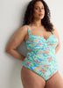 Shirred Bandeau Underwire One-Piece Swim Suit - Bleu by Rod Beattie
