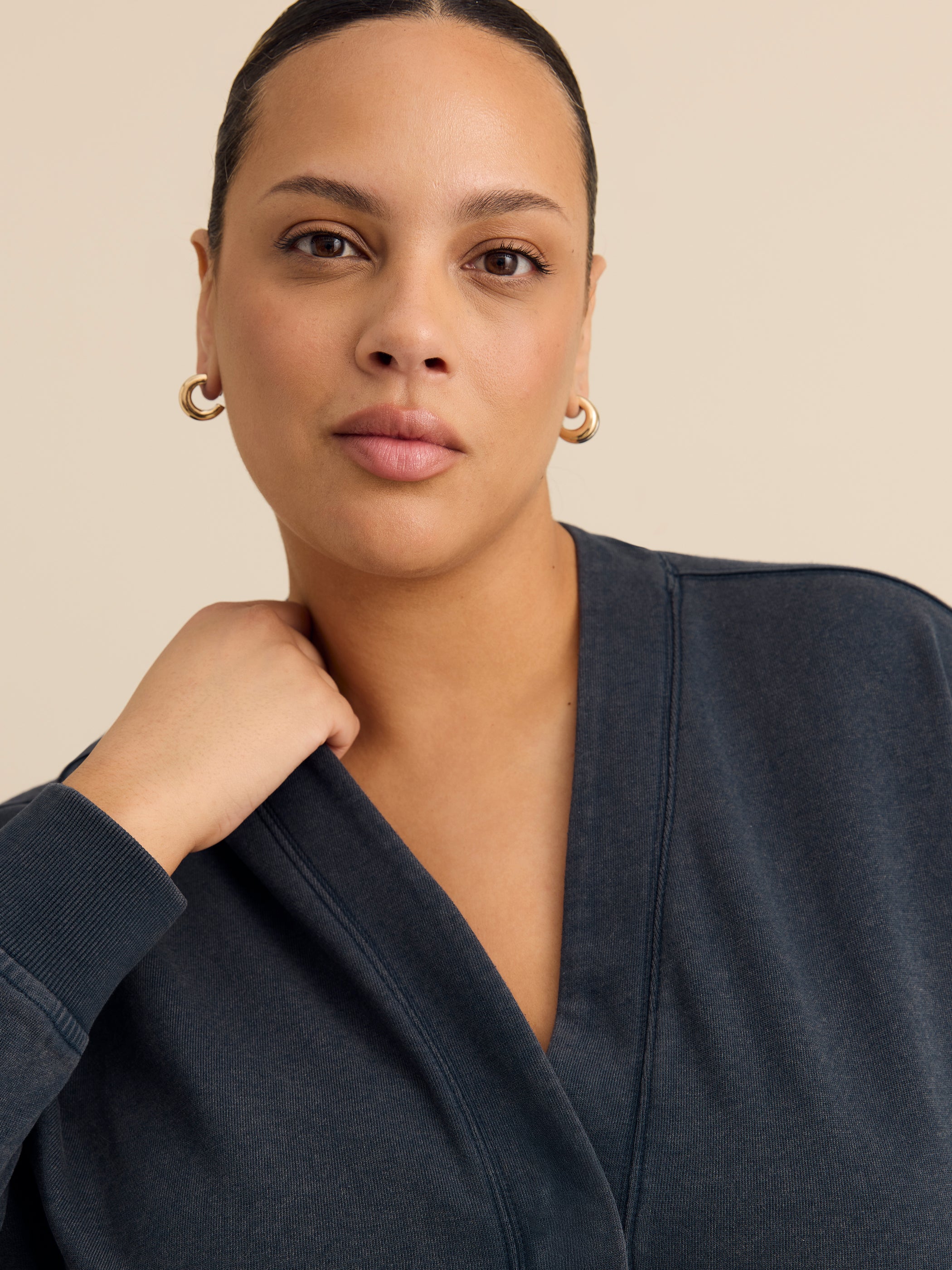 Active Zone French Terry Cardigan Plus Size with Wash Effect