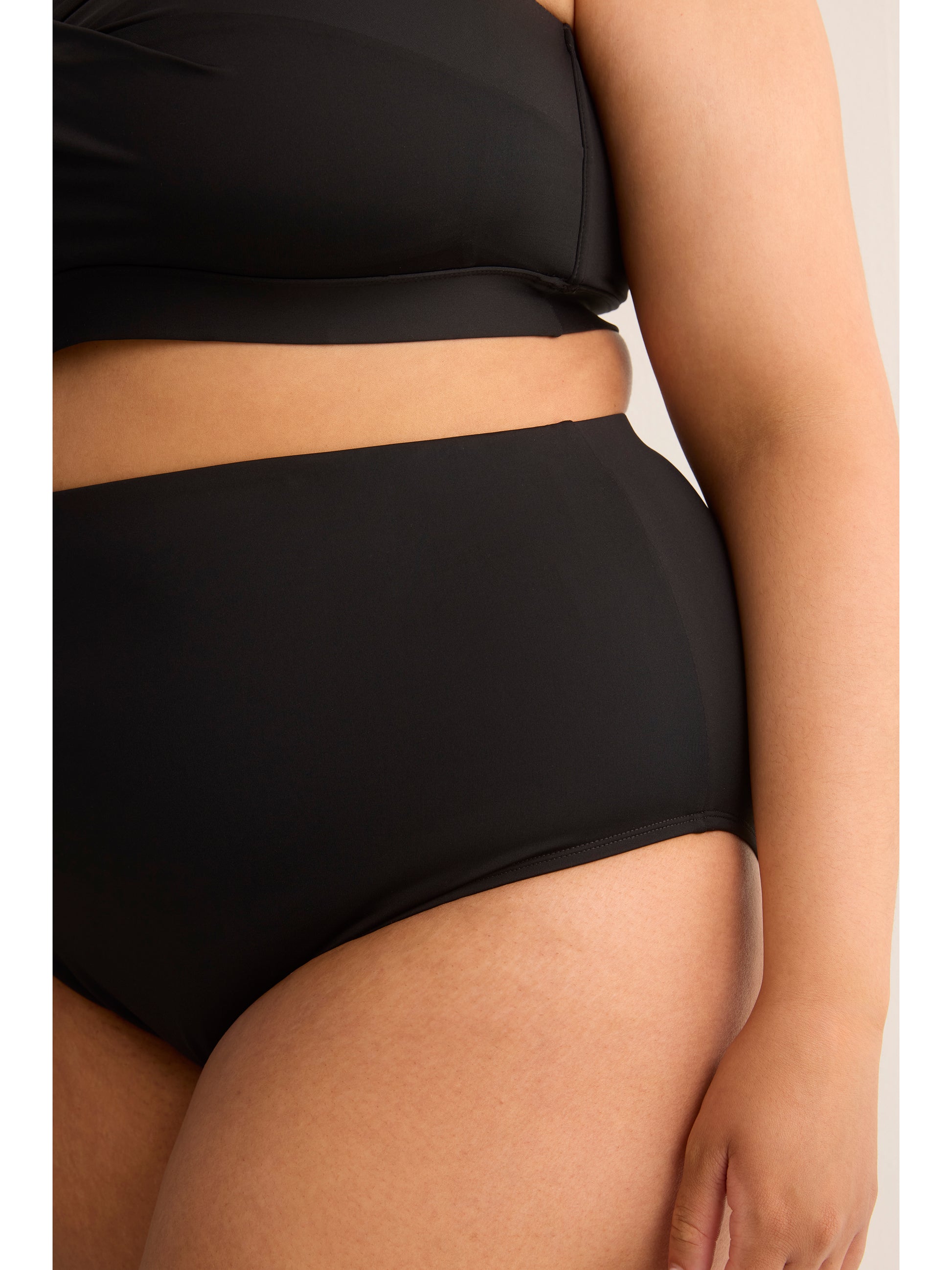 Black High-Waist Basic Swim Brief