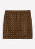 Brown Faux-Suede Mini Skirt with Rhinestones