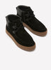 Wide Width, Mykah Izzy Suede Lace-Up Bootie with Sherpa Overlay - Clarks