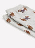 Heather Grey Crew Socks with Dog Print