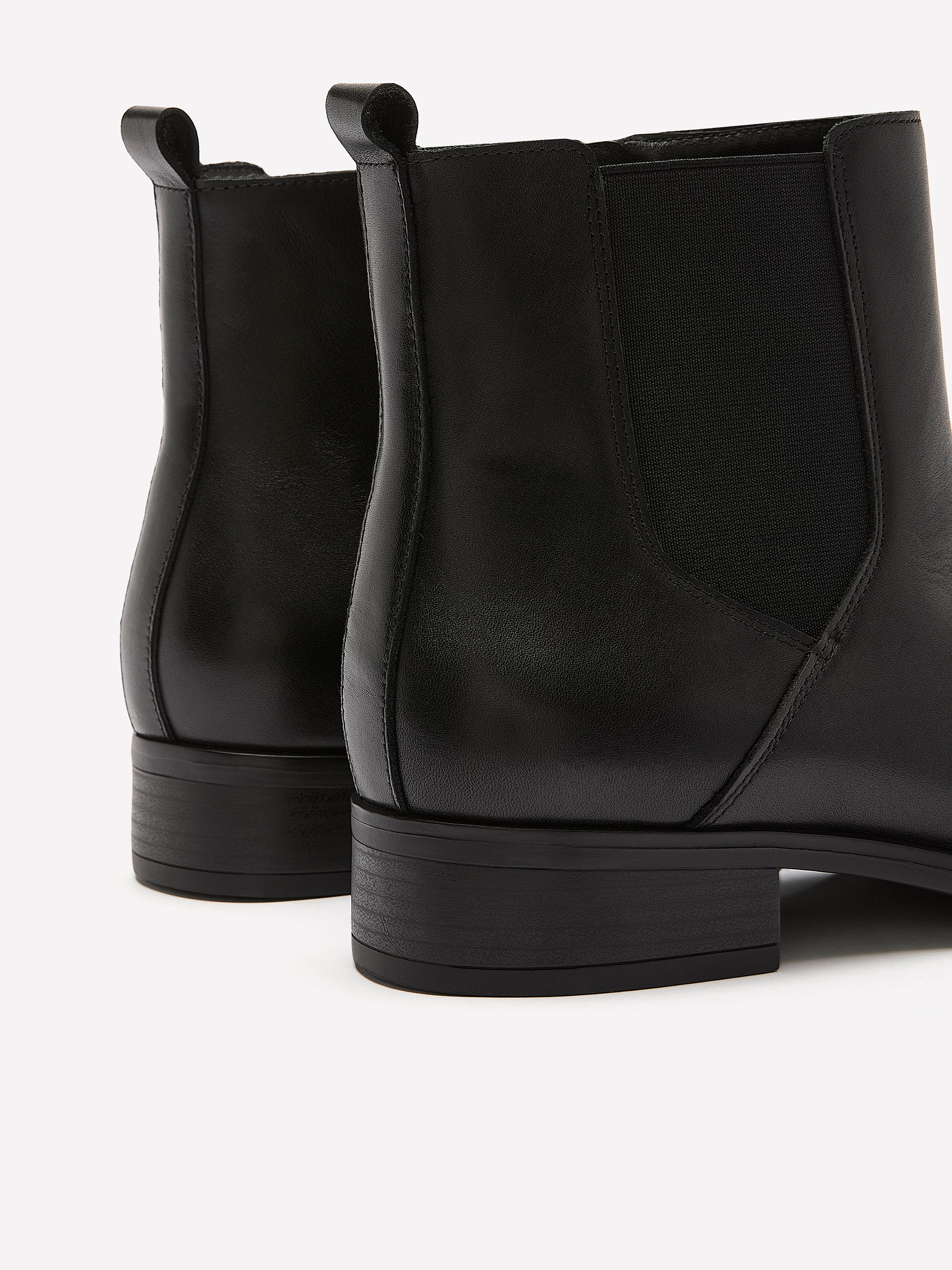 Extra Wide Width, Black Leather Chelsea Bootie
