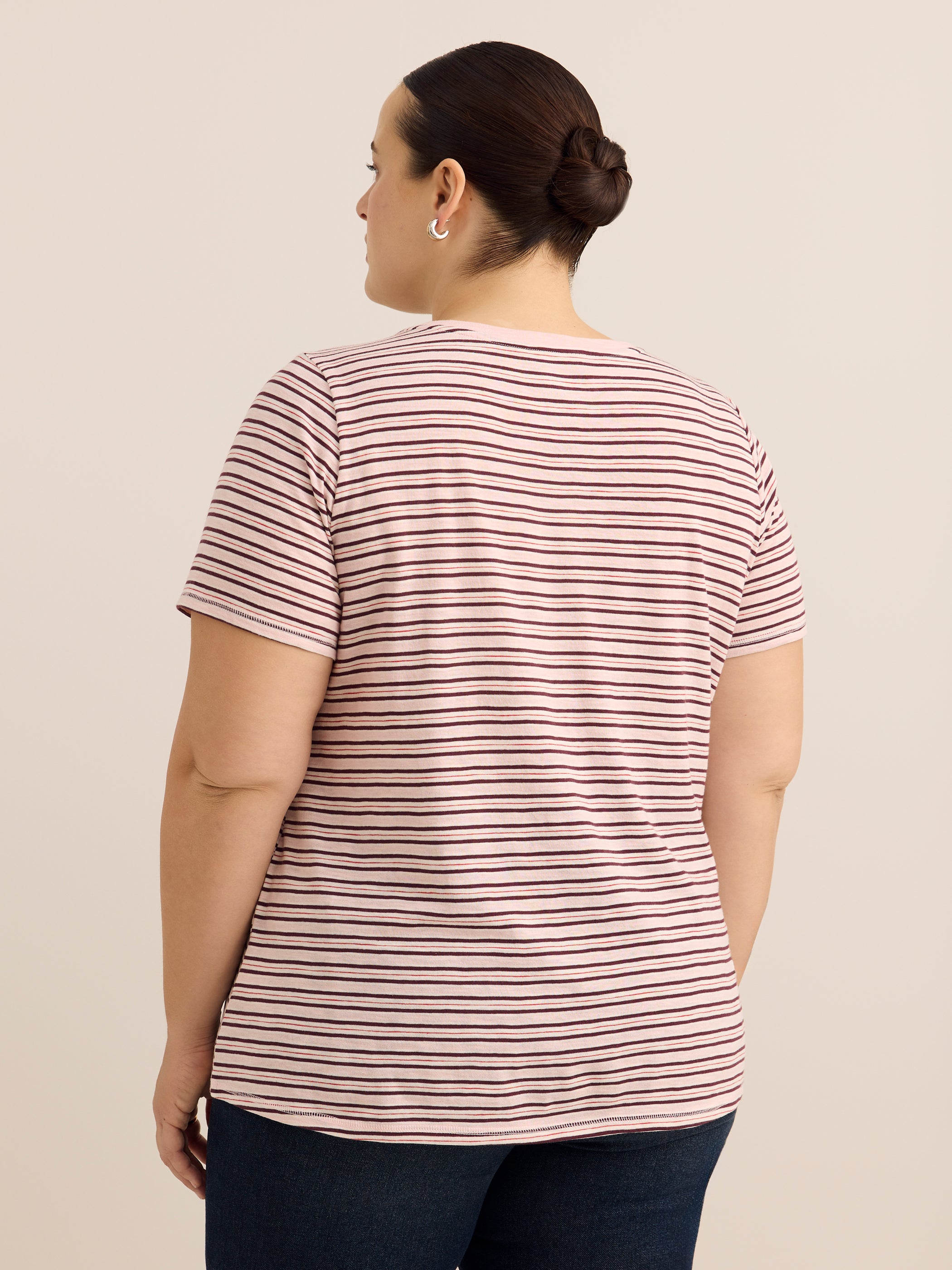 Curvy-Fit Striped Short-Sleeve Crew-Neck Tee