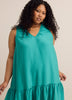 Robe évasée bleue à enfiler sans manches avec col en V