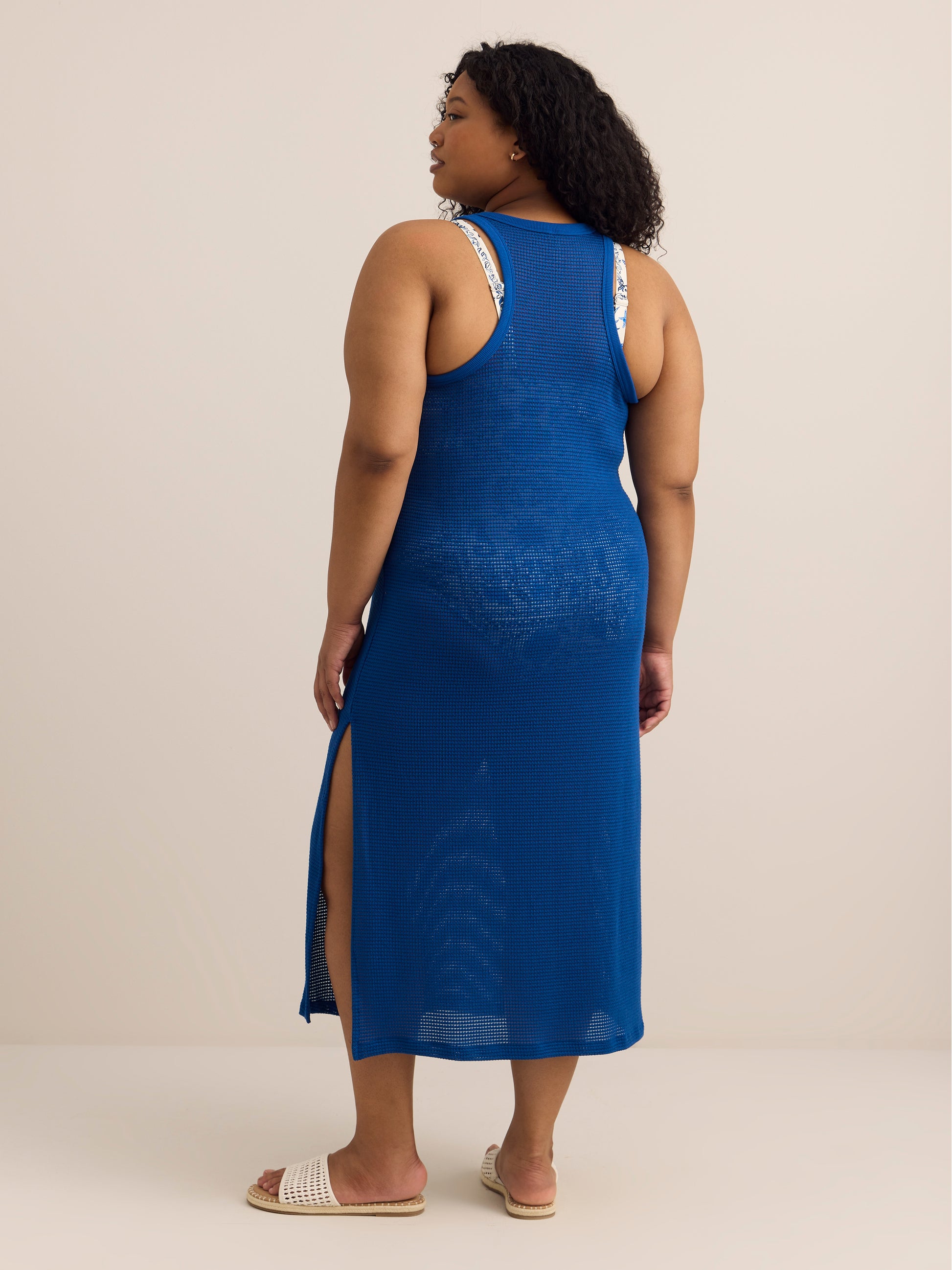 Long Mesh Cover-Up Dress with Side Slit