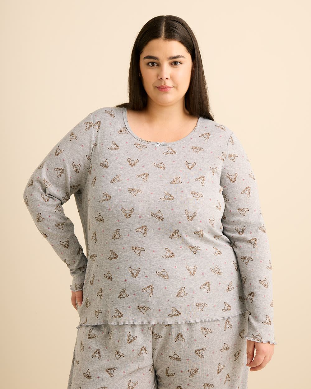 Haut de pyjama gris chiné à manches longues de Bambi - ti Voglio