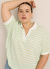 Striped Crochet Johnny Collar Polo - Active Zone