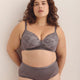 Grey Wireless Plunge Bra with Lace Cups - Déesse Collection