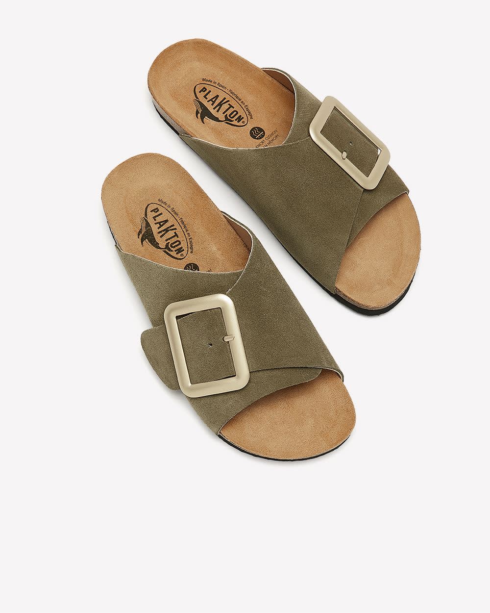 Sandale kaki Barca à enfiler à large bande avec boucle, pied large - Plakton