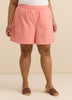 Pink Embroidered Cotton Pull-On Short