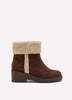 Extra Wide Width, Brown Microsuede Wedge Bootie with Foldover Sherpa