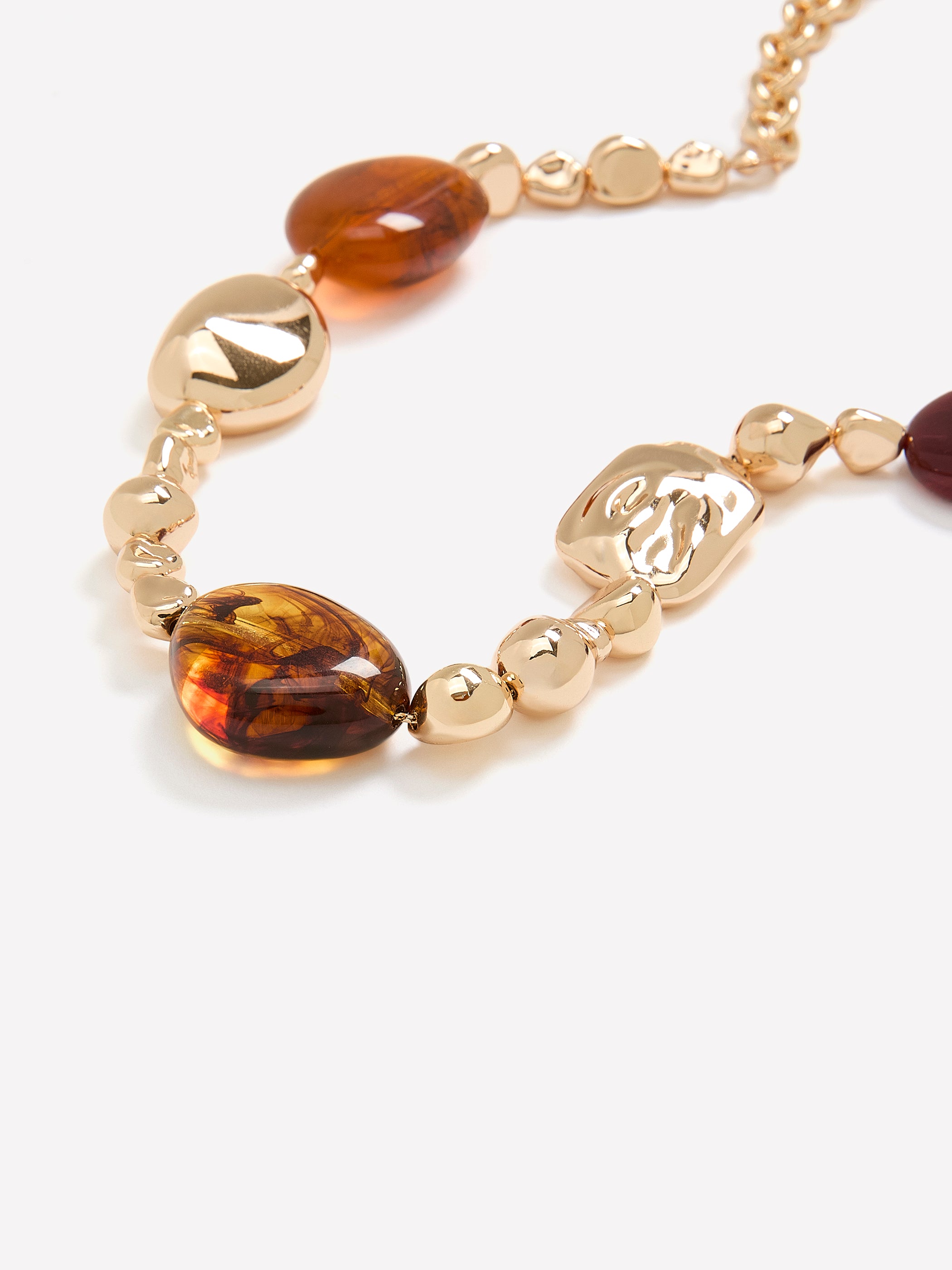 Short Golden Necklace with Large Beads