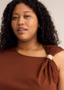 Straight Knit Top with Metal Jewel