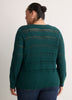 Straight Lace-Up Crew Neck Combed Knit Sweater