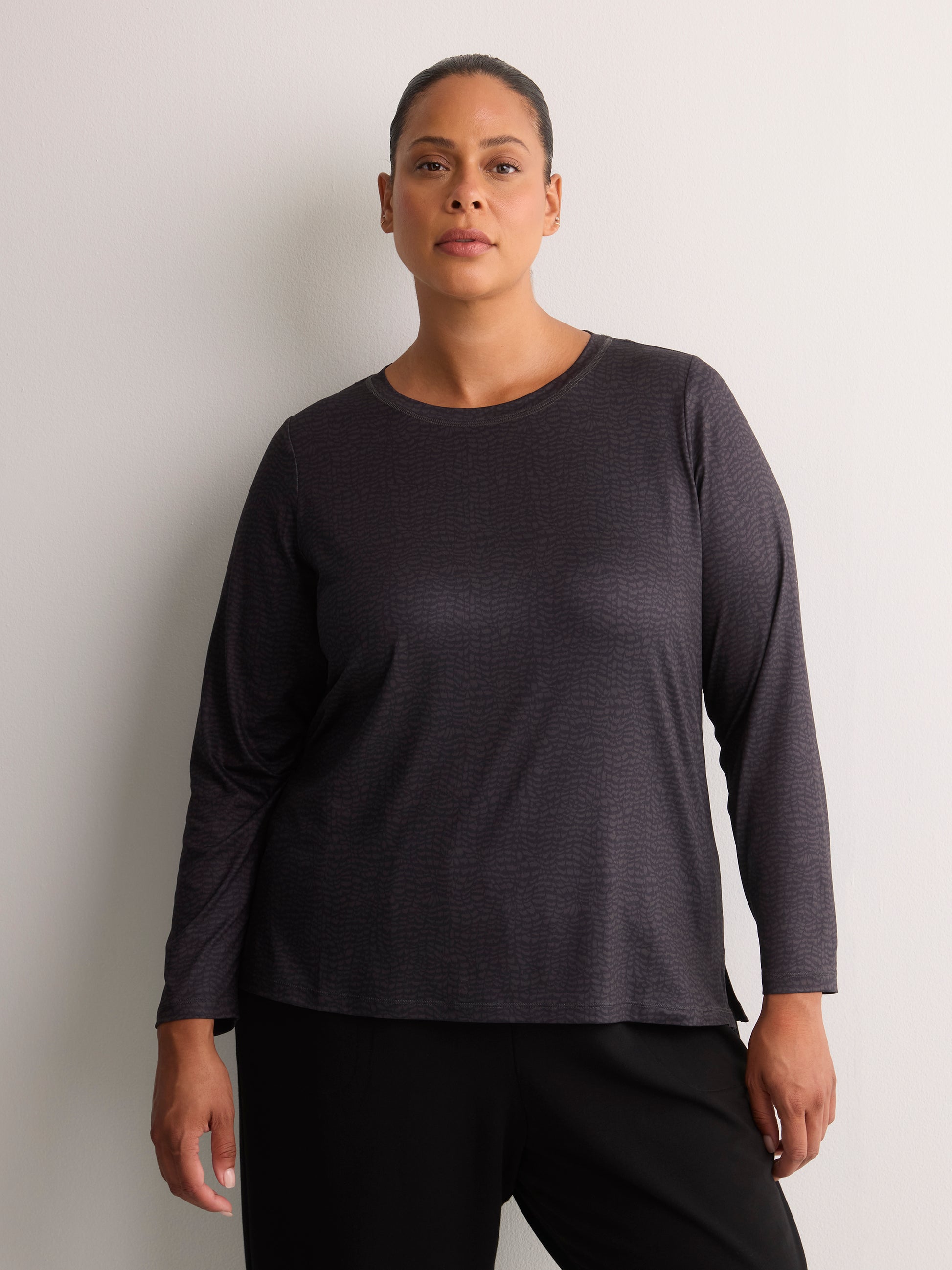 Responsible, Croco-Print Long-Sleeve T-Shirt with Back Insert - Active Zone