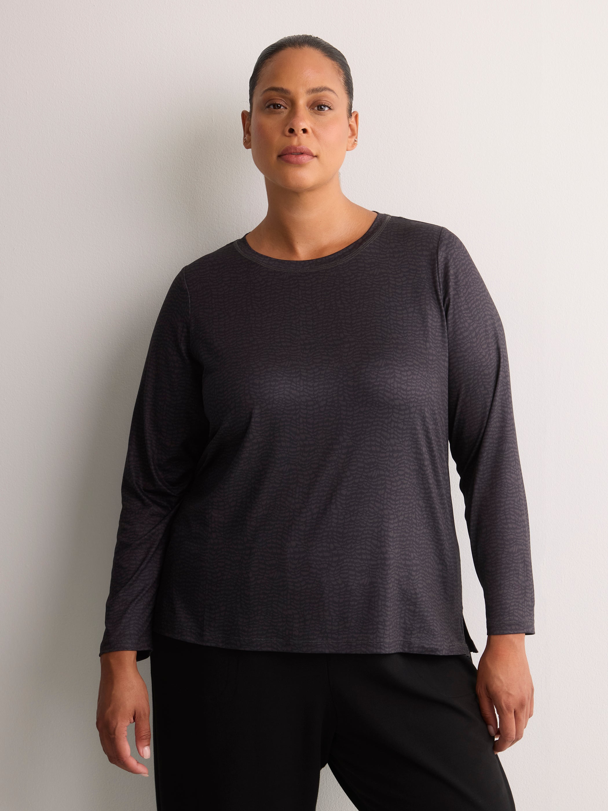 Responsible, Croco-Print Long-Sleeve T-Shirt with Back Insert - Active Zone