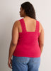 Responsible, Straight V-Neck Ribbed Cami with Lace Trim