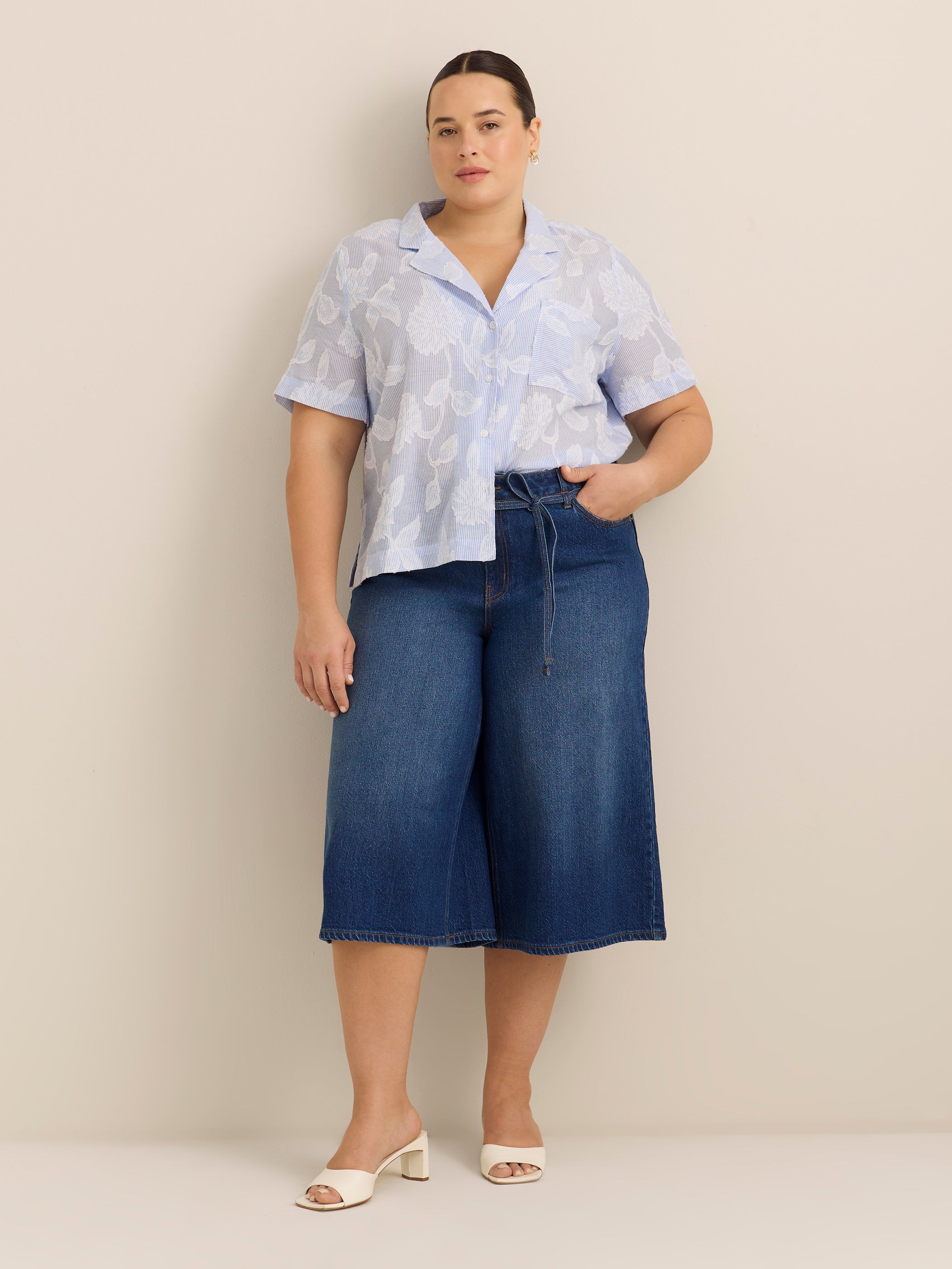 Blouse ample en coton avec col cubain