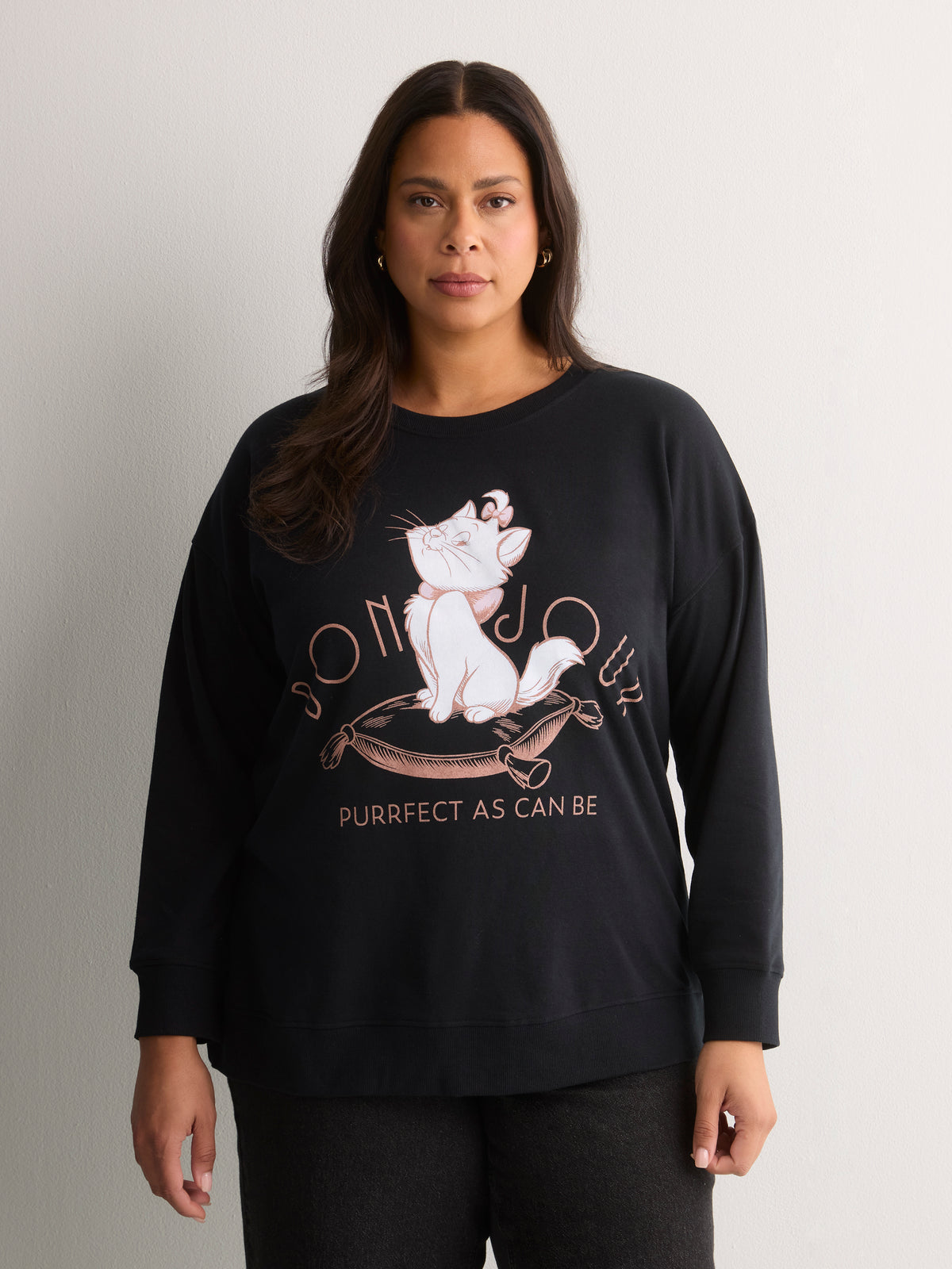 Black Crewneck Sweatshirt with Licensed Print