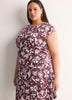 Crew-Neck Extended-Sleeve Knit Dress with Side Shirring