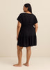 Blue Eyelet Fit and Flare V-Neck Cover-Up Dress - Cover Me