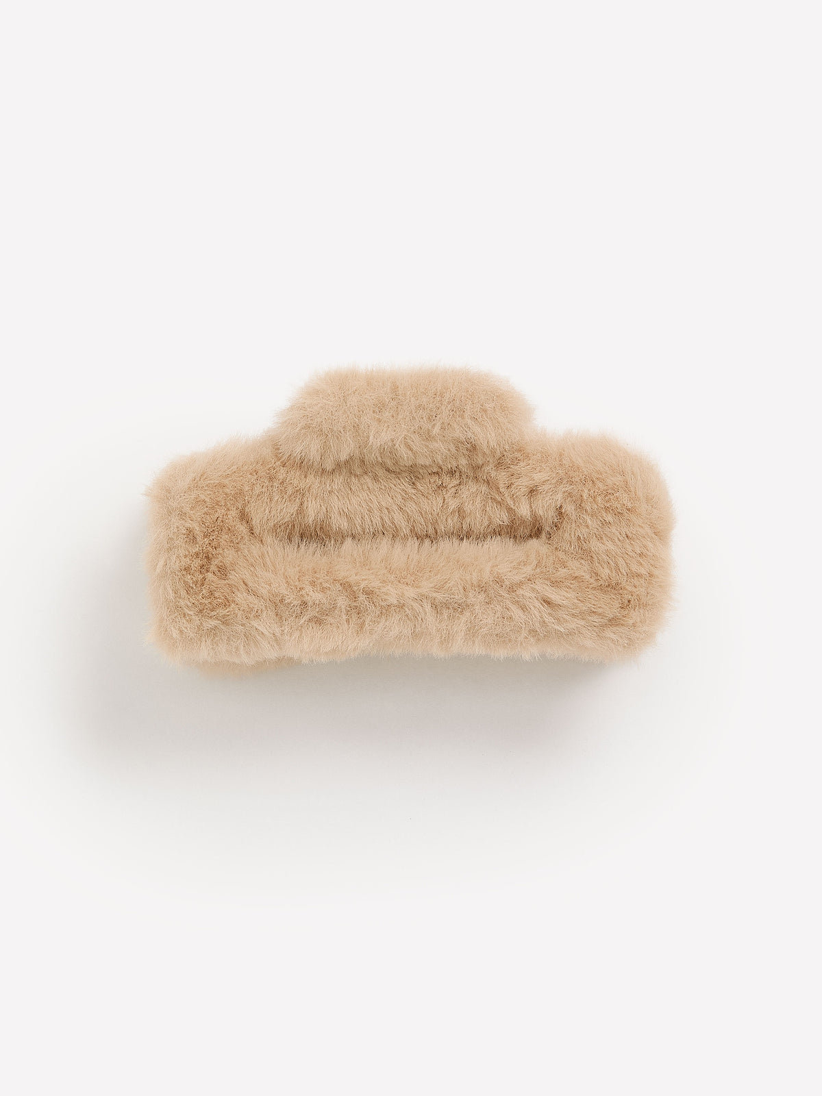 Large Beige Faux-Fur Hair Claw