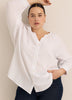 Cotton A-Line Notch-Neckline Blouse