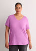 Boyfriend-Fit V-Neck Tee with Slits