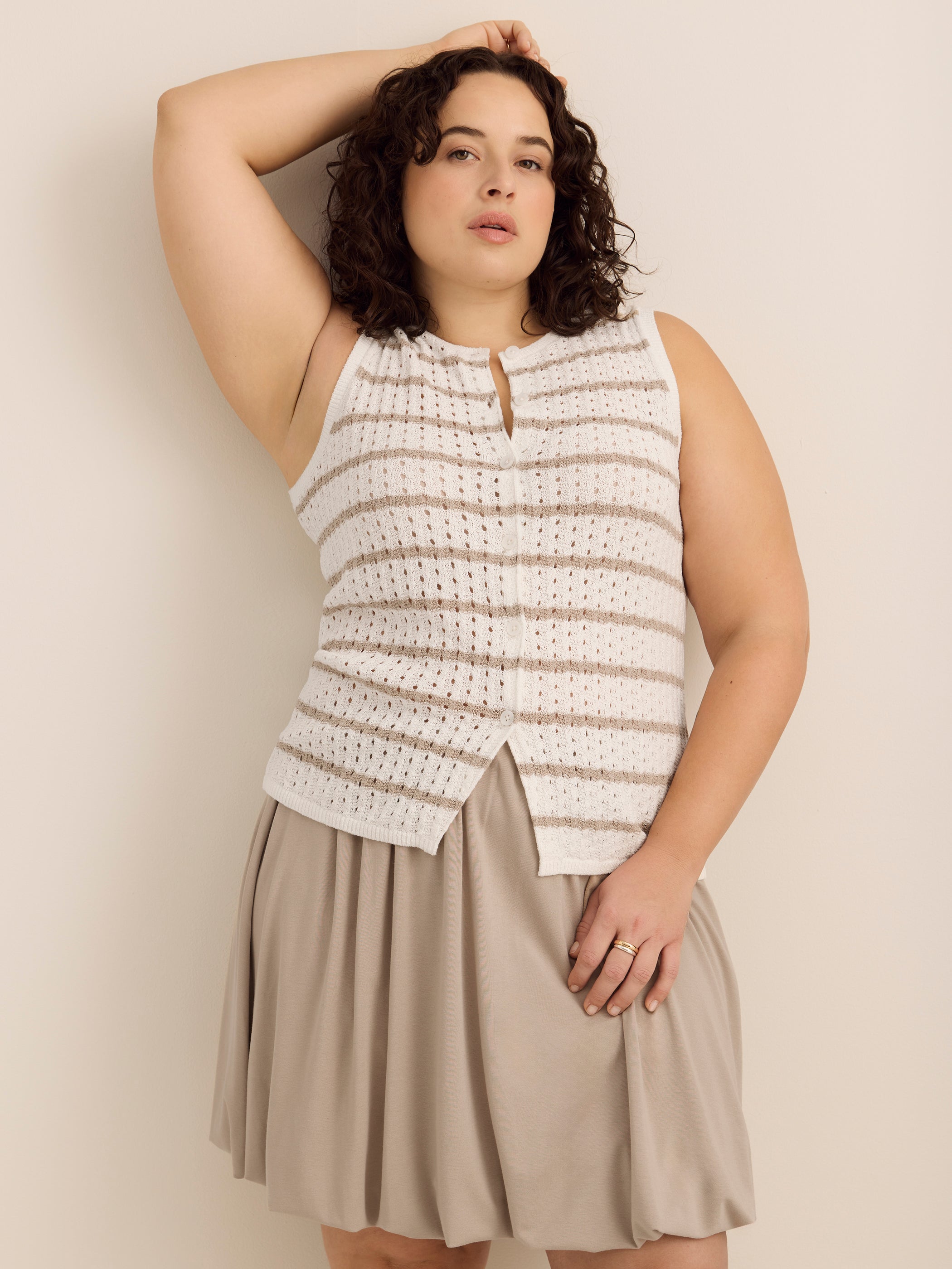 Buttoned-Down Sleeveless Sweater Vest