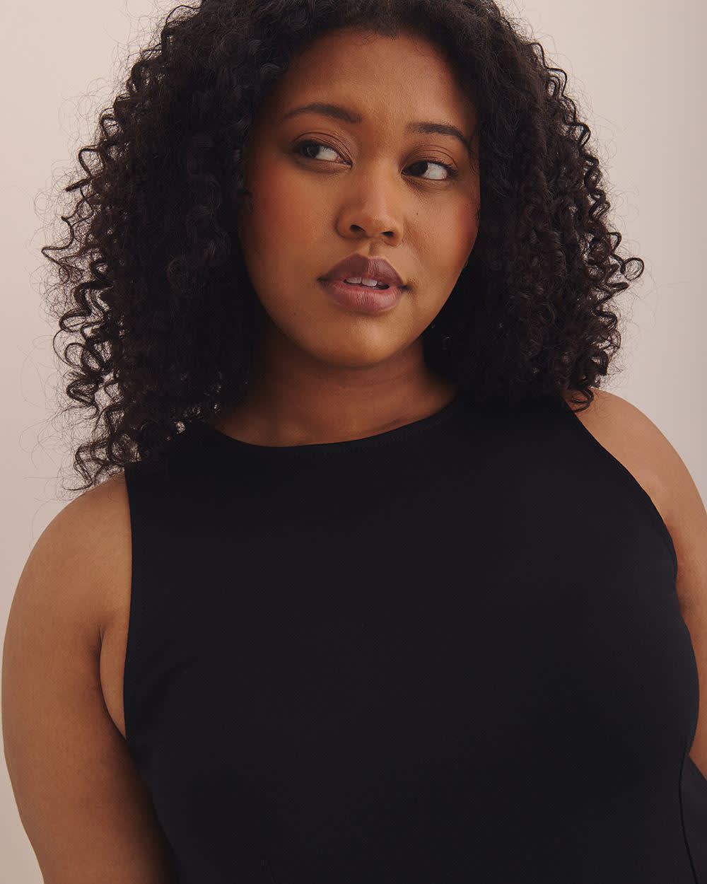 Black Sleeveless Ponte de Roma Dress