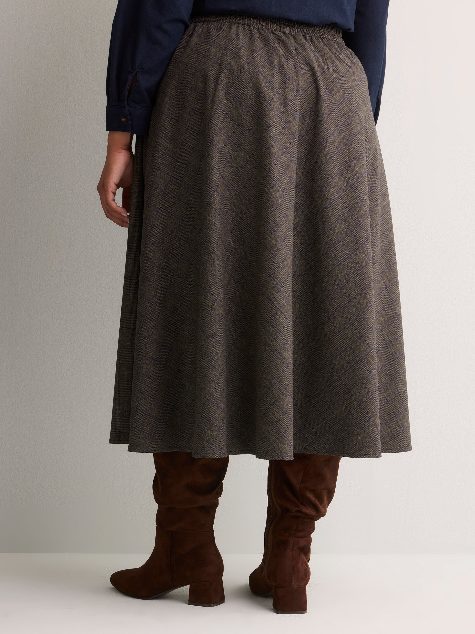 Plaid Circle Midi Skirt