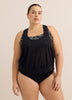 Black Wave-Print Fooler Tankini Top - Active Zone