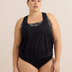 Black Wave-Print Fooler Tankini Top - Active Zone