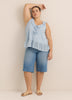 Blue Ruffled Lace Sleeveless Swing Blouse
