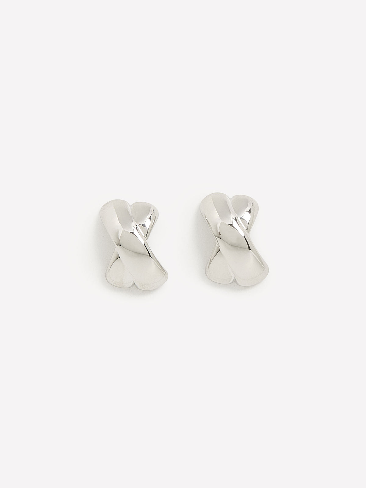 Silver Crisscross Stud Earrings