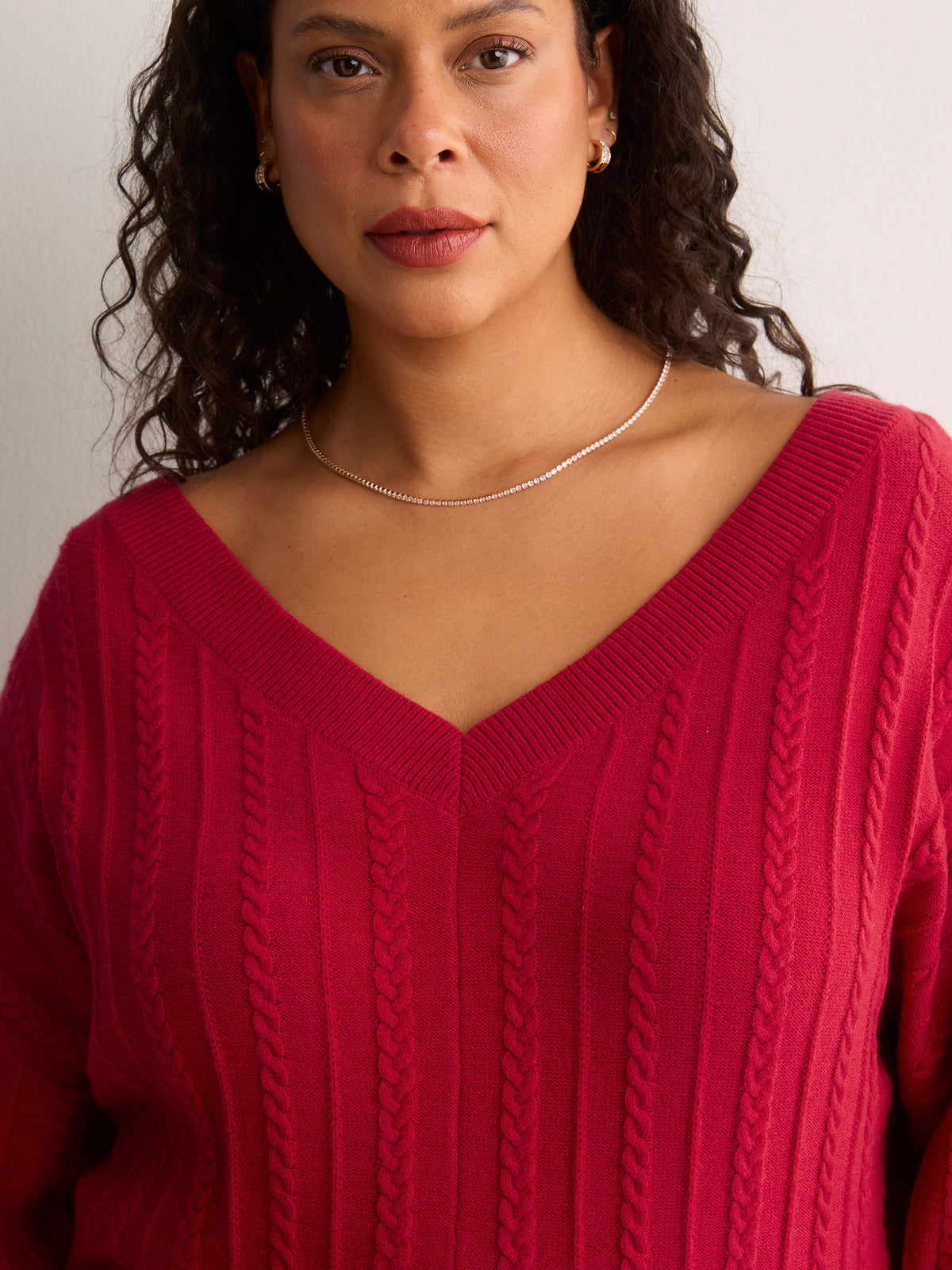 Short Wide V-Neck Sweater