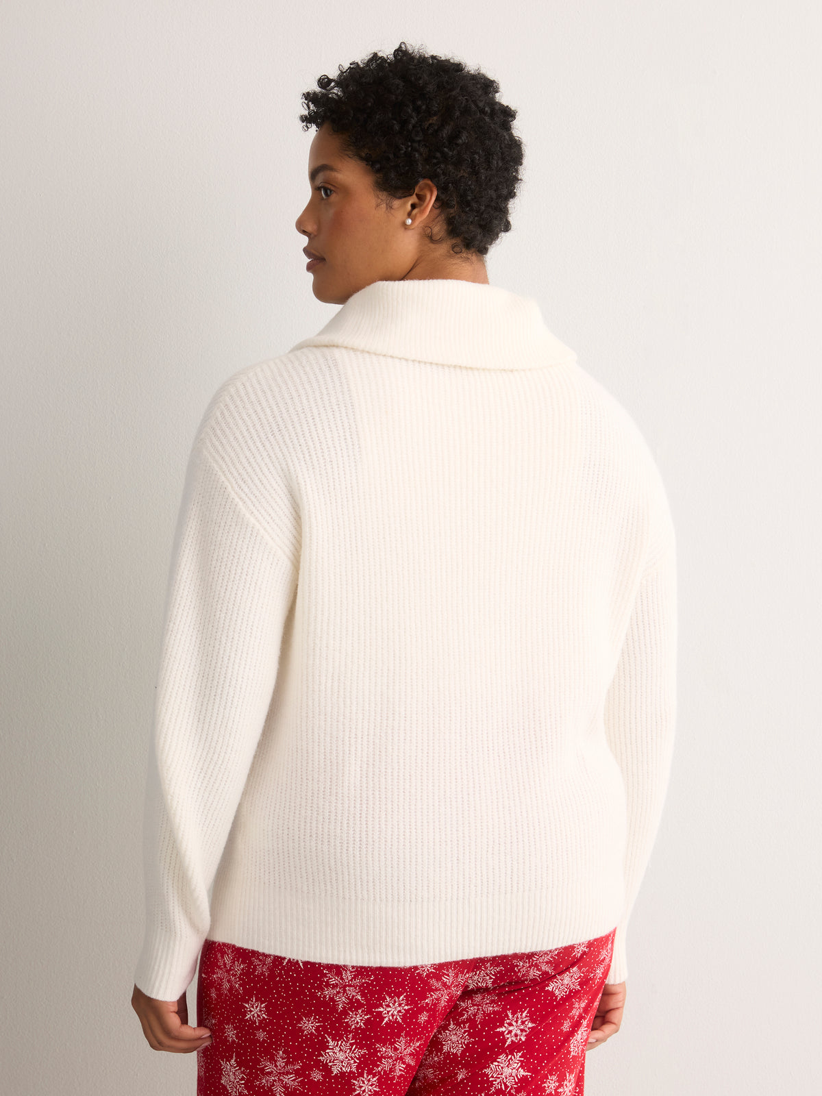 Loose-Fit Half-Zip Shaker Knit Sweater
