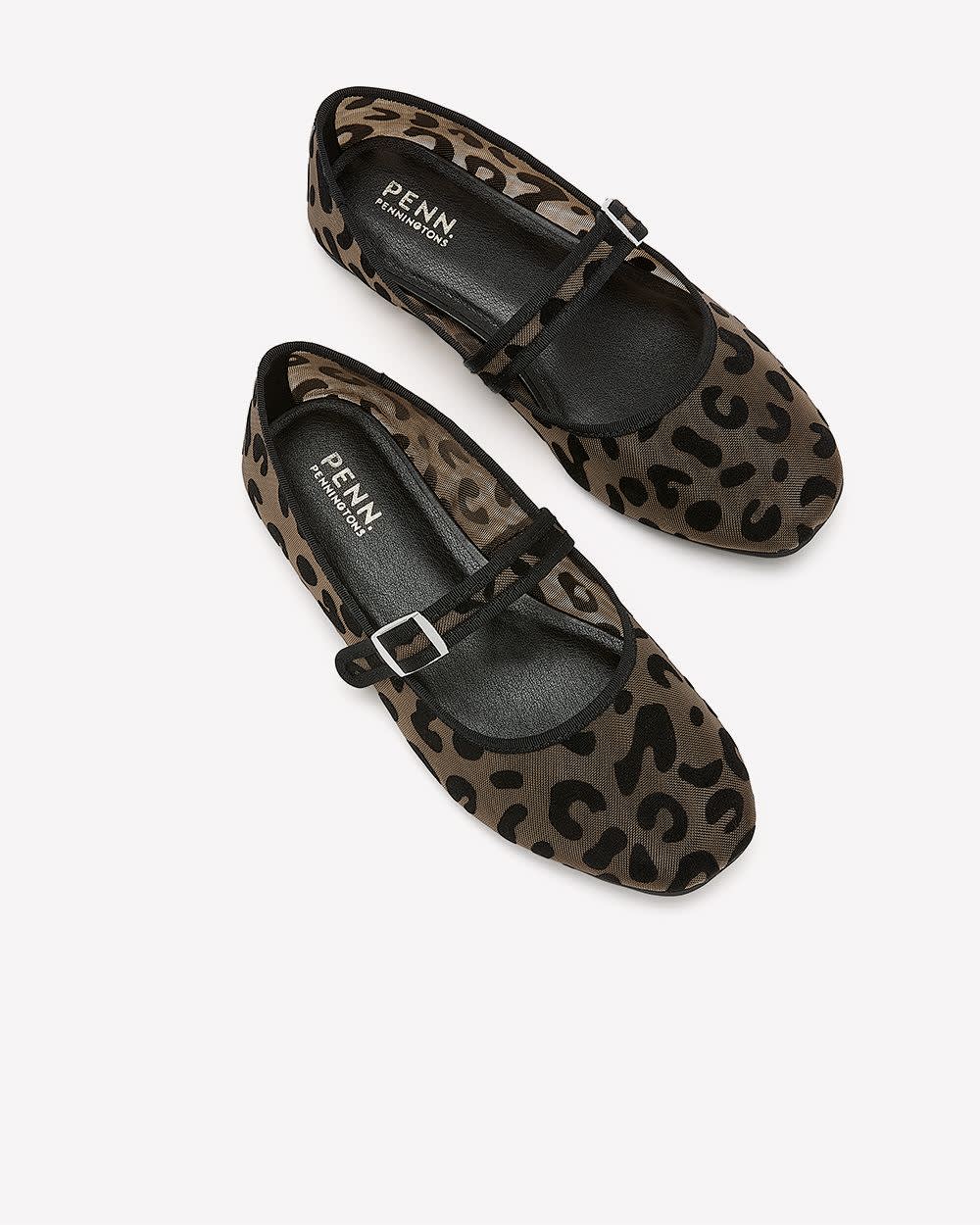 Extra Wide Width, Mesh Leopard Ballerina Flat with Strap