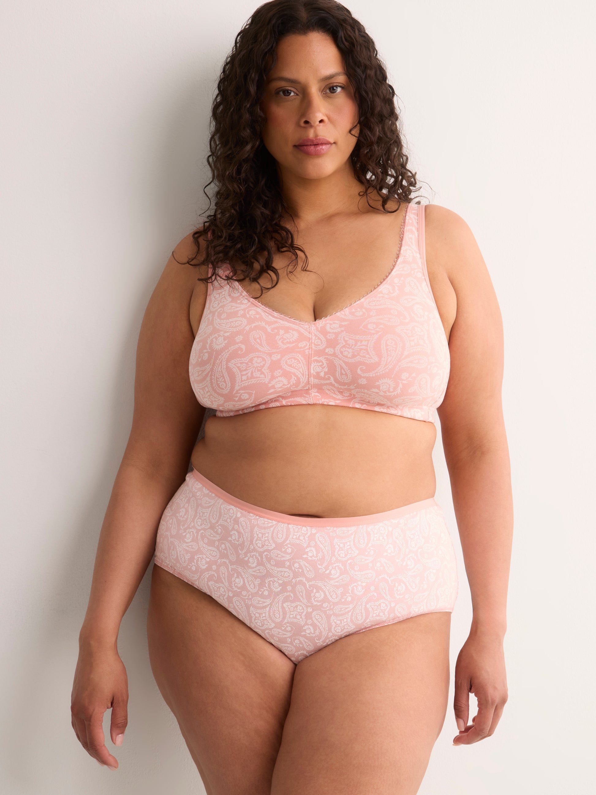 Pink Cotton Full Brief with Paisley Print - tiVOGLIO