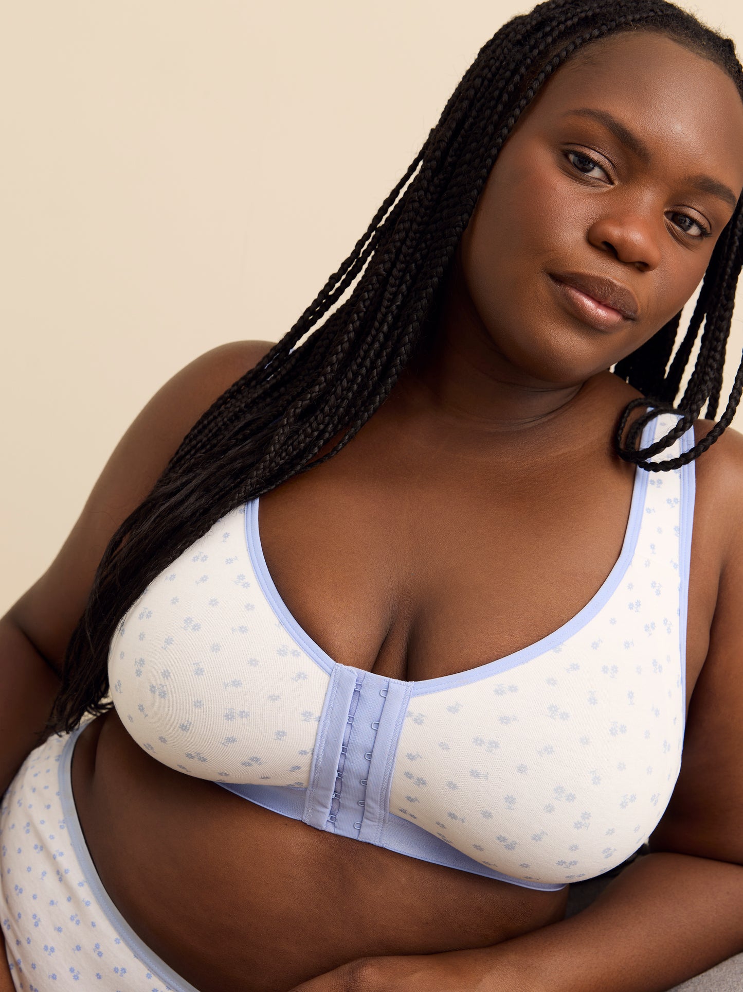 Wireless Unlined Cotton Bra with Flower Print - ti Voglio