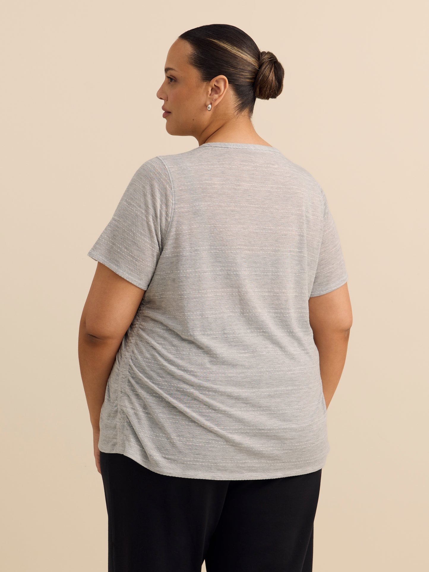 Crew-Neck T-Shirt with Side Shirring Detail - Active Zone