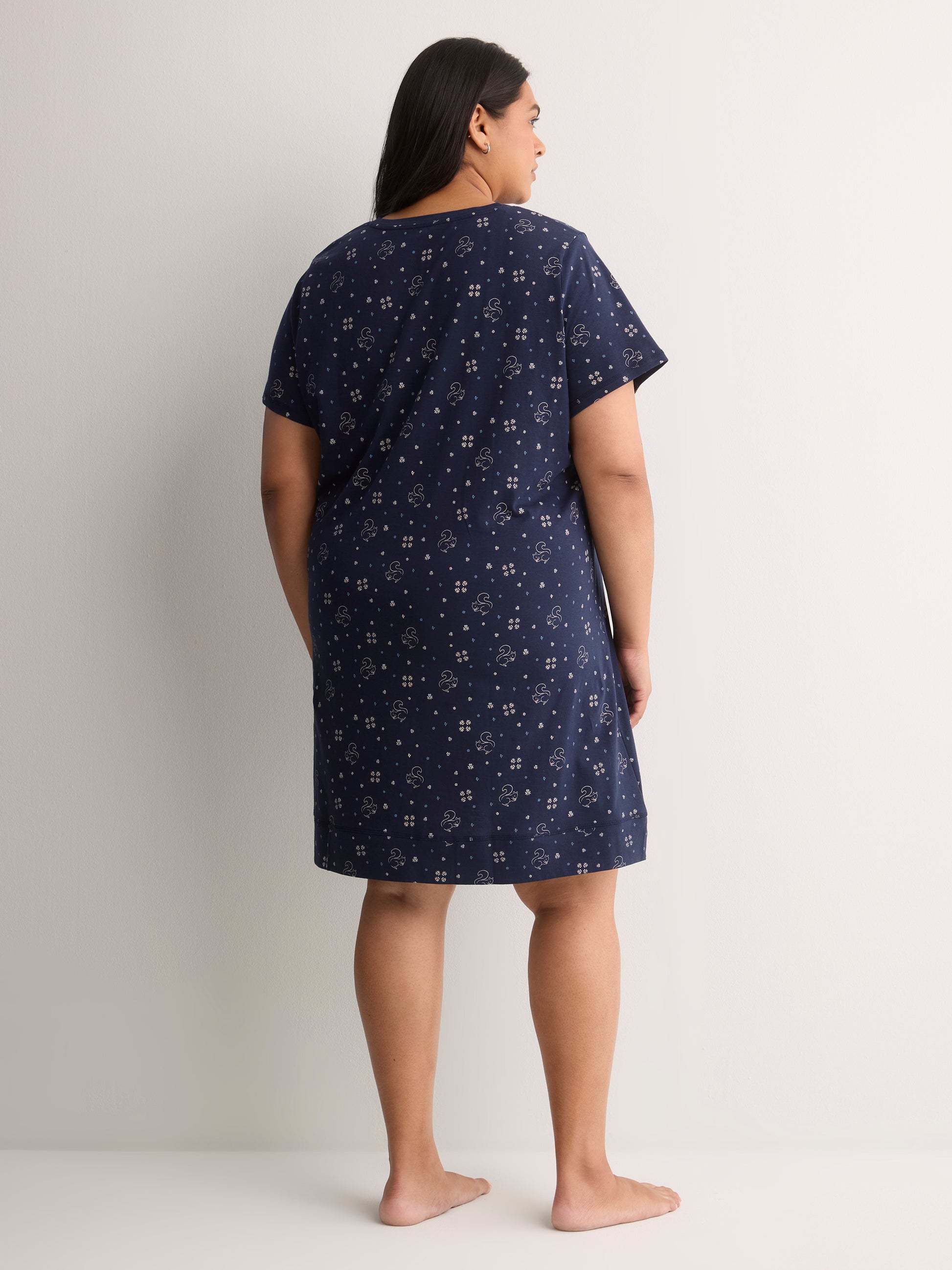 Printed Cotton Short-Sleeve Sleepshirt - tiVOGLIO