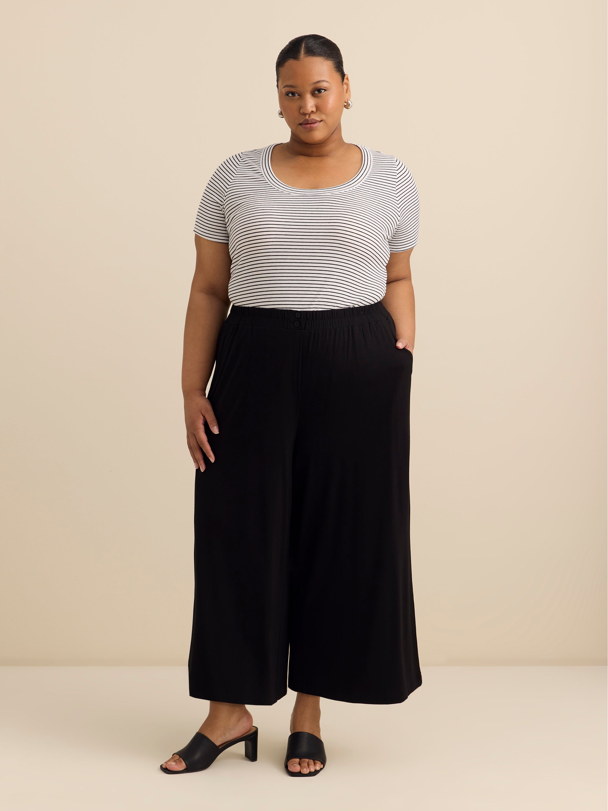 Striped Short-Sleeve Scoop Neck Top