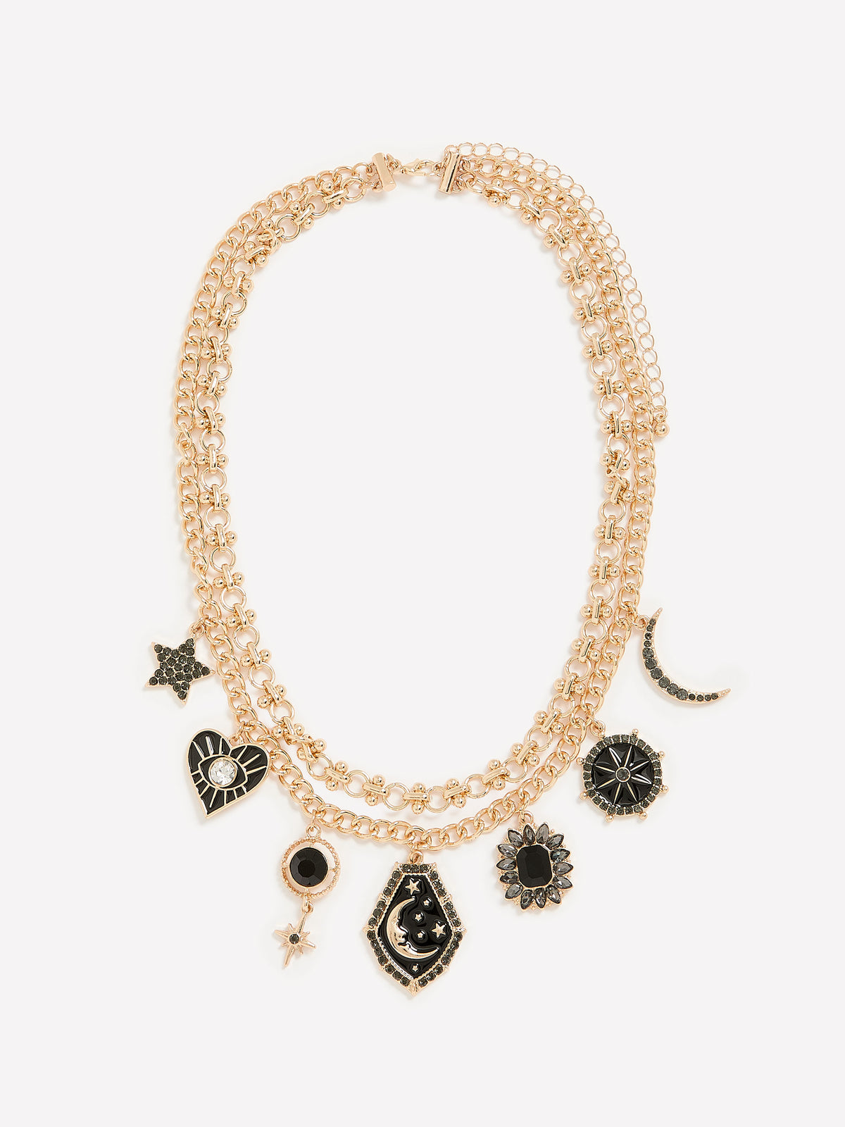 Short Two-Layer Necklace with Celestial Charms