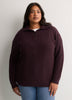 Loose Half-Placket Cable Knit Sweater
